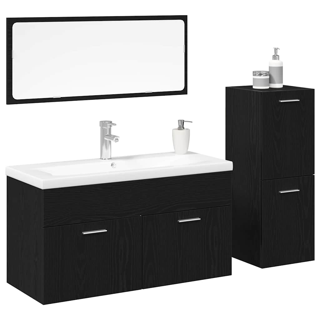 Bathroom Furniture Set 4 pcs Black Oak 90 x 38.5 x 50 cm